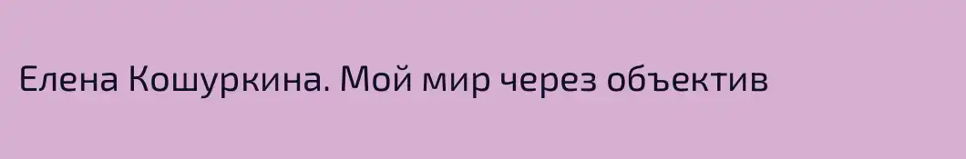 Елена Кошуркина. Мой мир через объектив